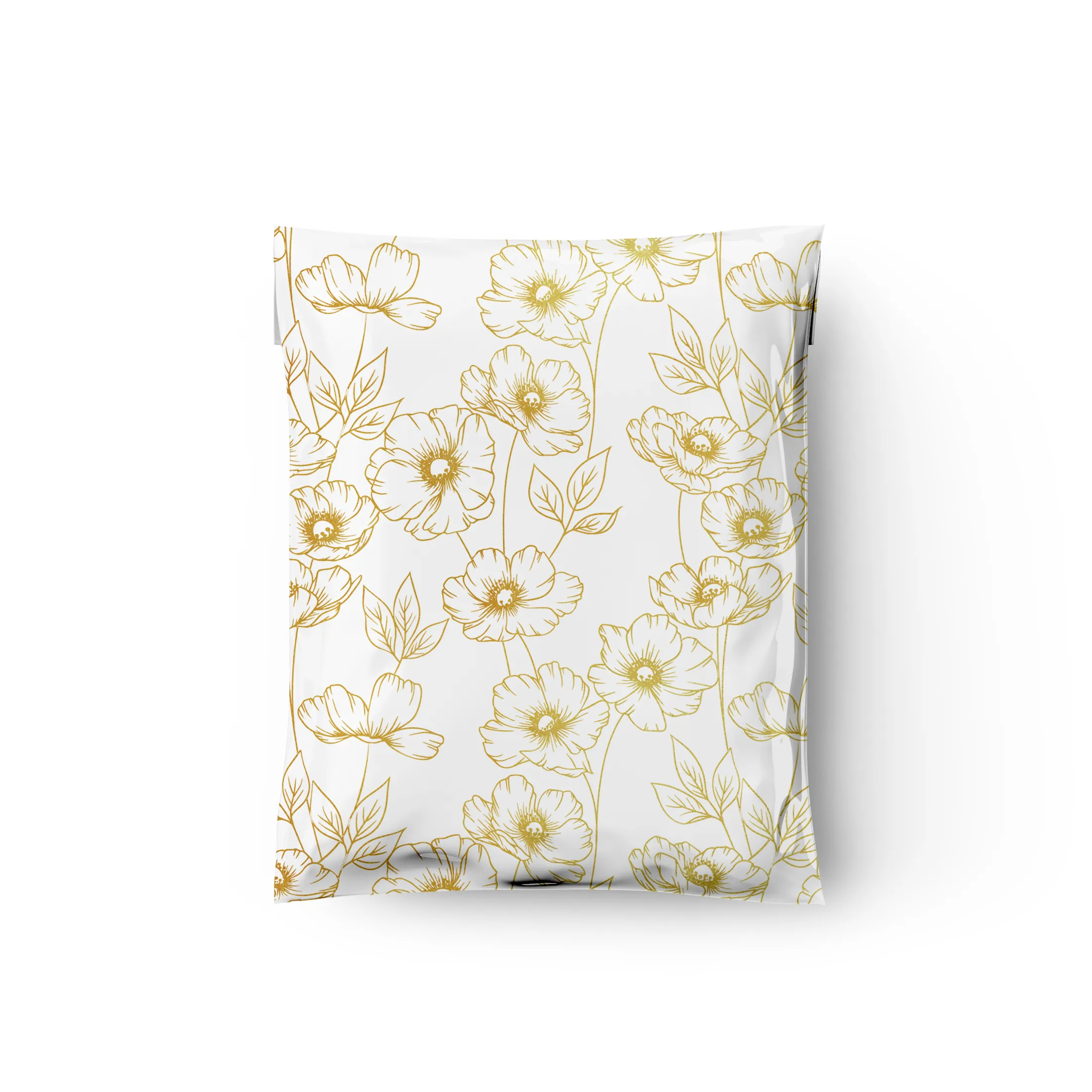 10x13 Gold Sketched Floral Designer Poly Mailers Shipping Envelopes Premium Printed Bags