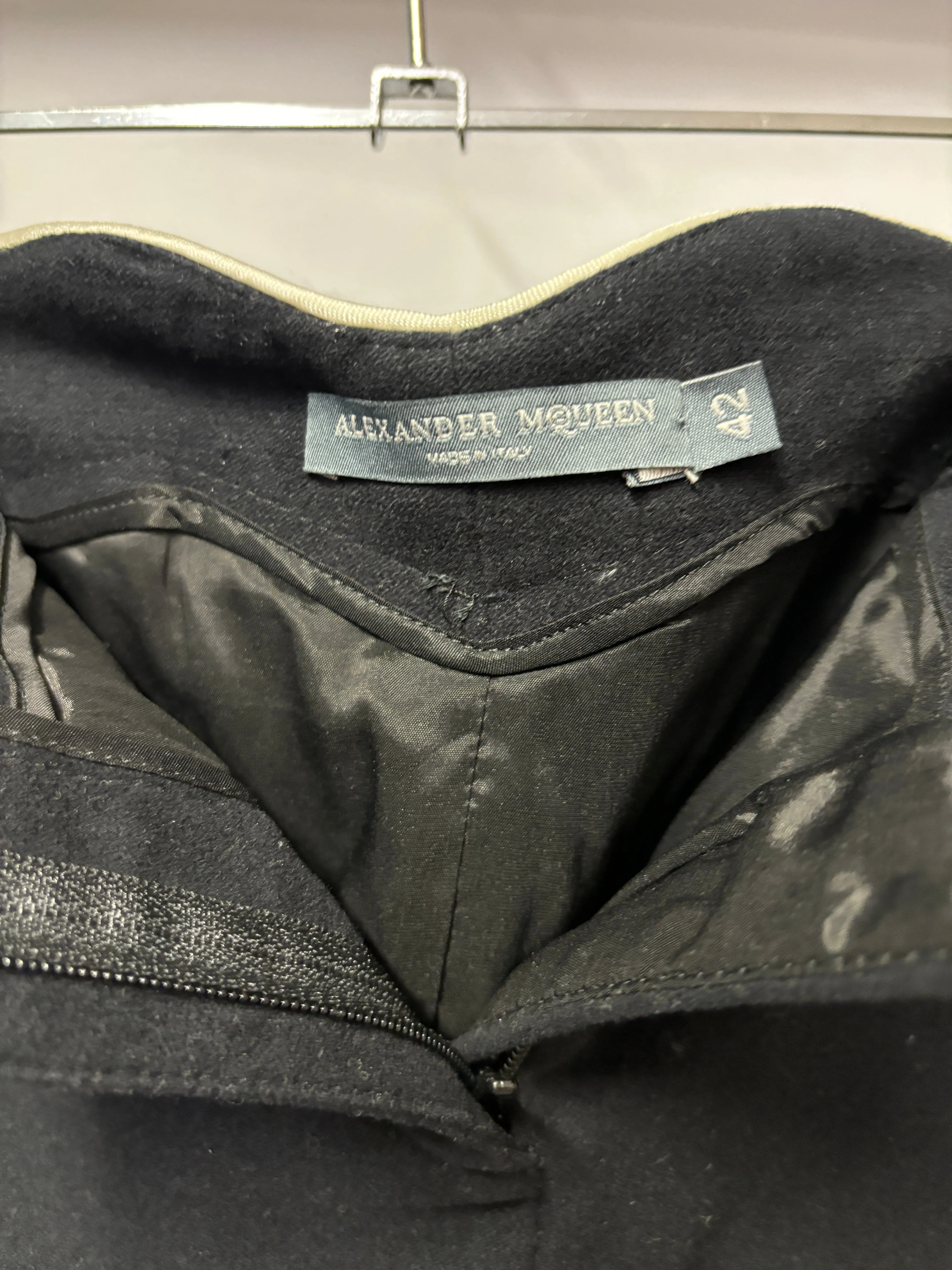 Alexander McQueen Black Velvet Pencil Skirt 12/44