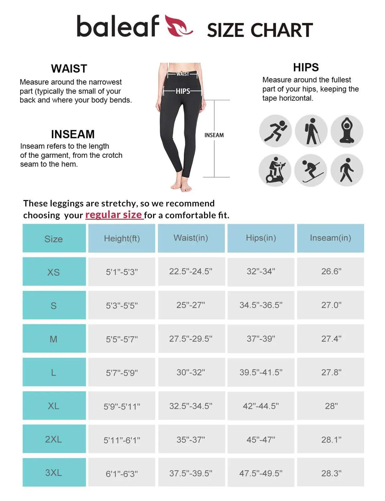 BALEAF Women's Waterproof Leggings Fleece Lined Thermal Warm Winter Yoga Water Resistant Pants with Pockets Black S