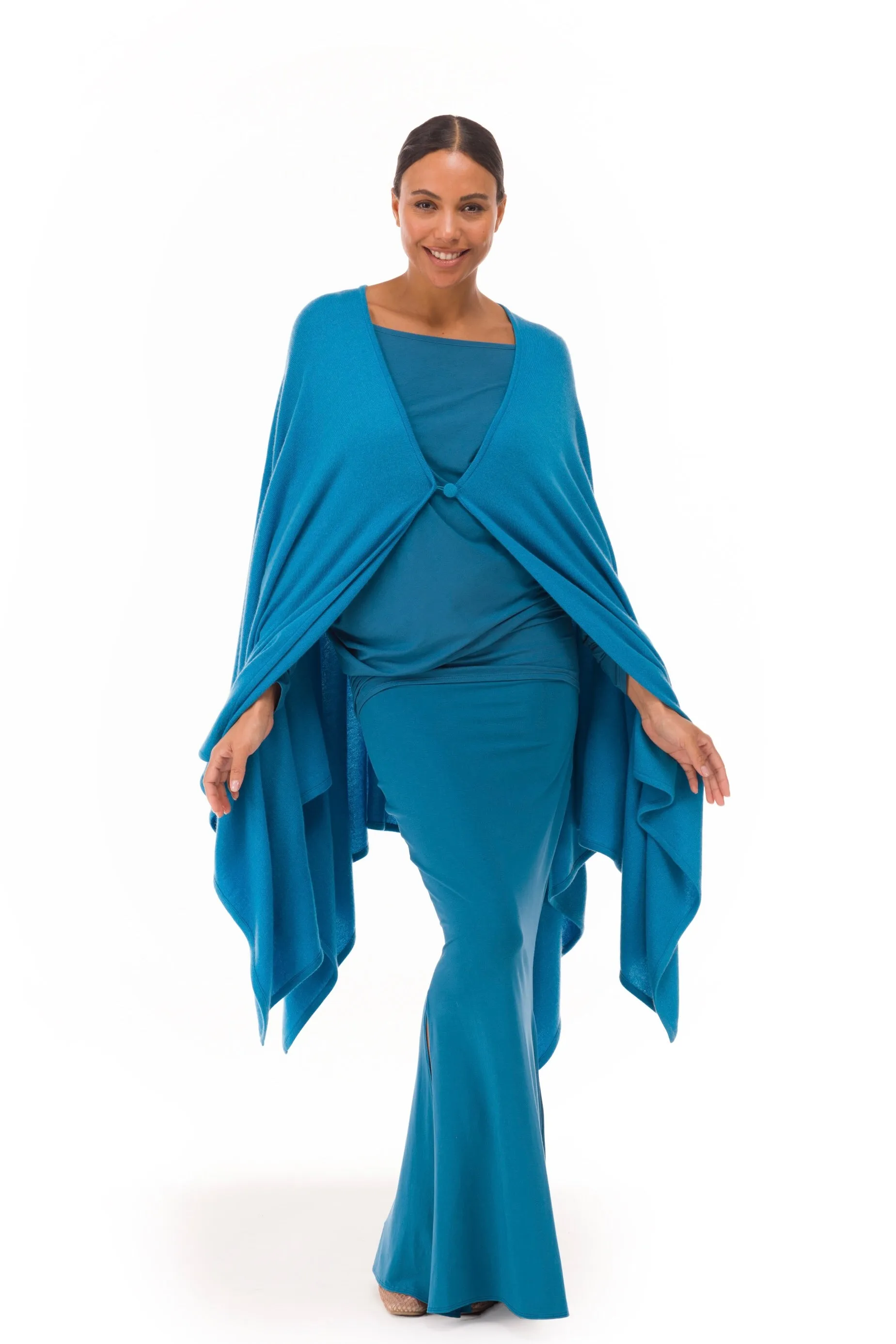 BAMBOO SIDE SLIT SKIRT TEAL
