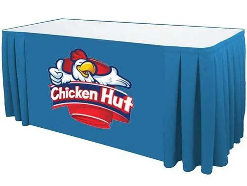 Custom Printed Table Skirt Box Pleat - Front Panel Print