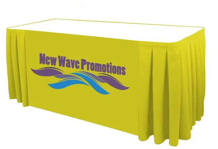 Custom Printed Table Skirt Box Pleat - Front Panel Print