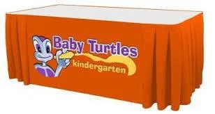 Custom Printed Table Skirt Box Pleat - Front Panel Print