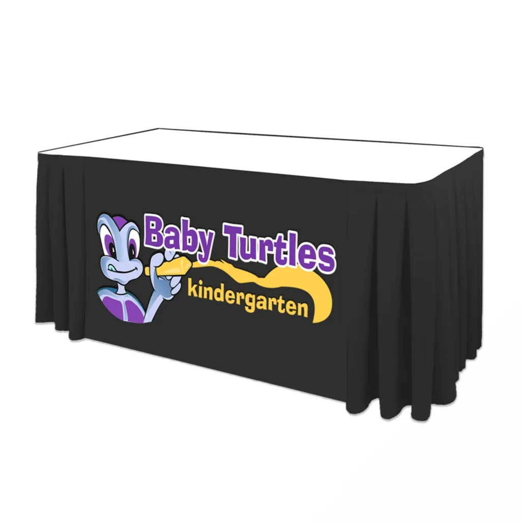 Custom Printed Table Skirt Box Pleat - Front Panel Print