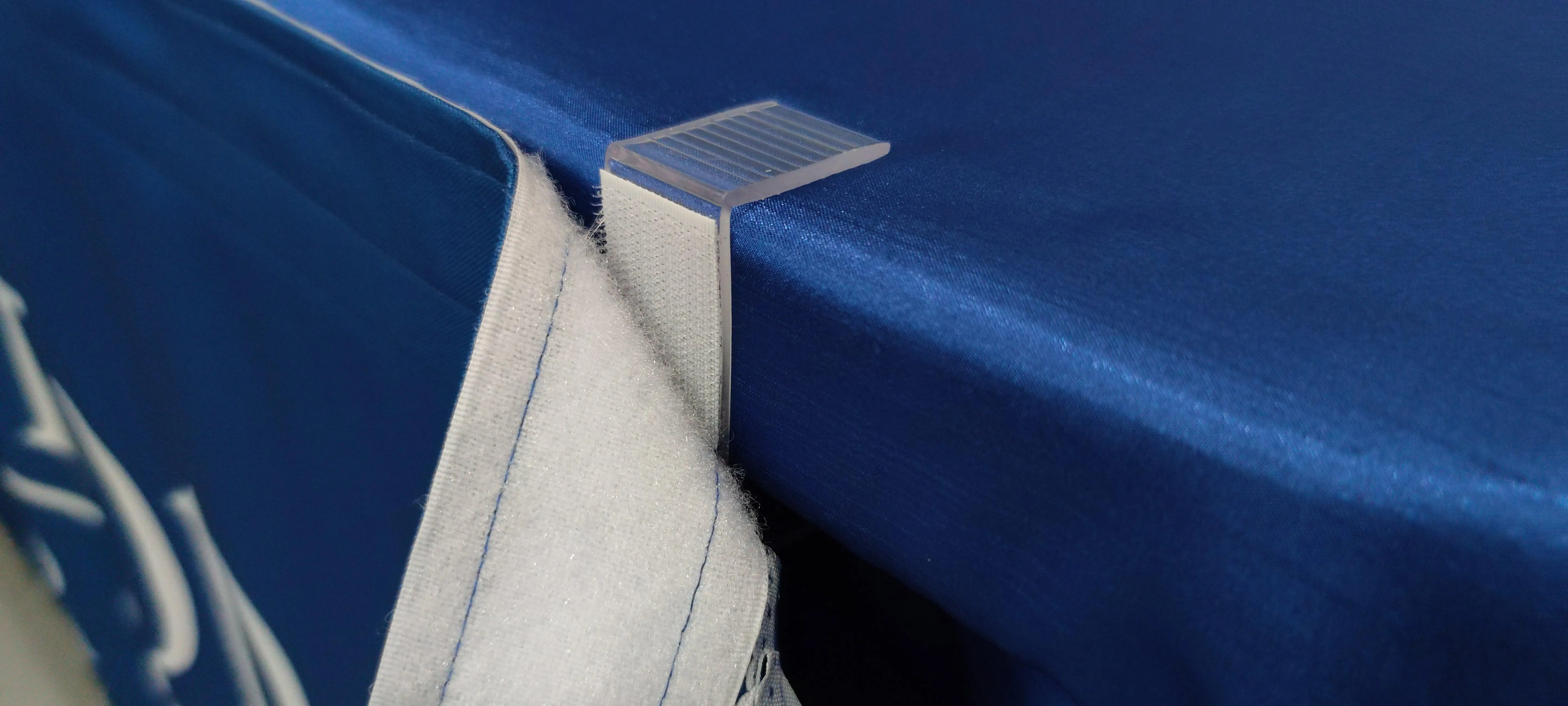 Custom Printed Table Skirt Box Pleat - Front Panel Print