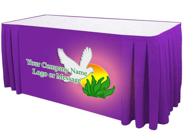 Custom Printed Table Skirt Box Pleat - Front Panel Print