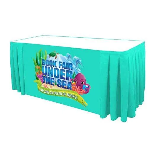 Custom Printed Table Skirt Box Pleat - Front Panel Print