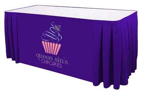 Custom Printed Table Skirt Box Pleat - Front Panel Print