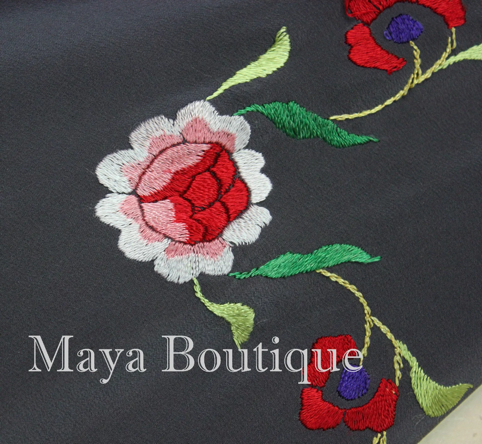 Embroidered Silk Fringe Jacket Flamenco Kimono Lilac Grey Short Maya Matazaro