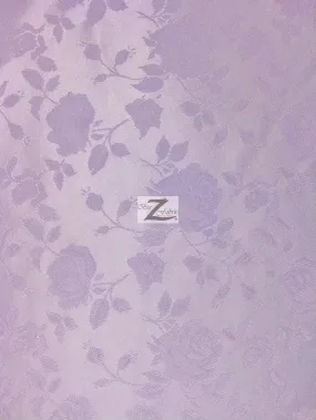 Floral Rose Jacquard Satin Fabric / Lavender / Sold By The Yard
