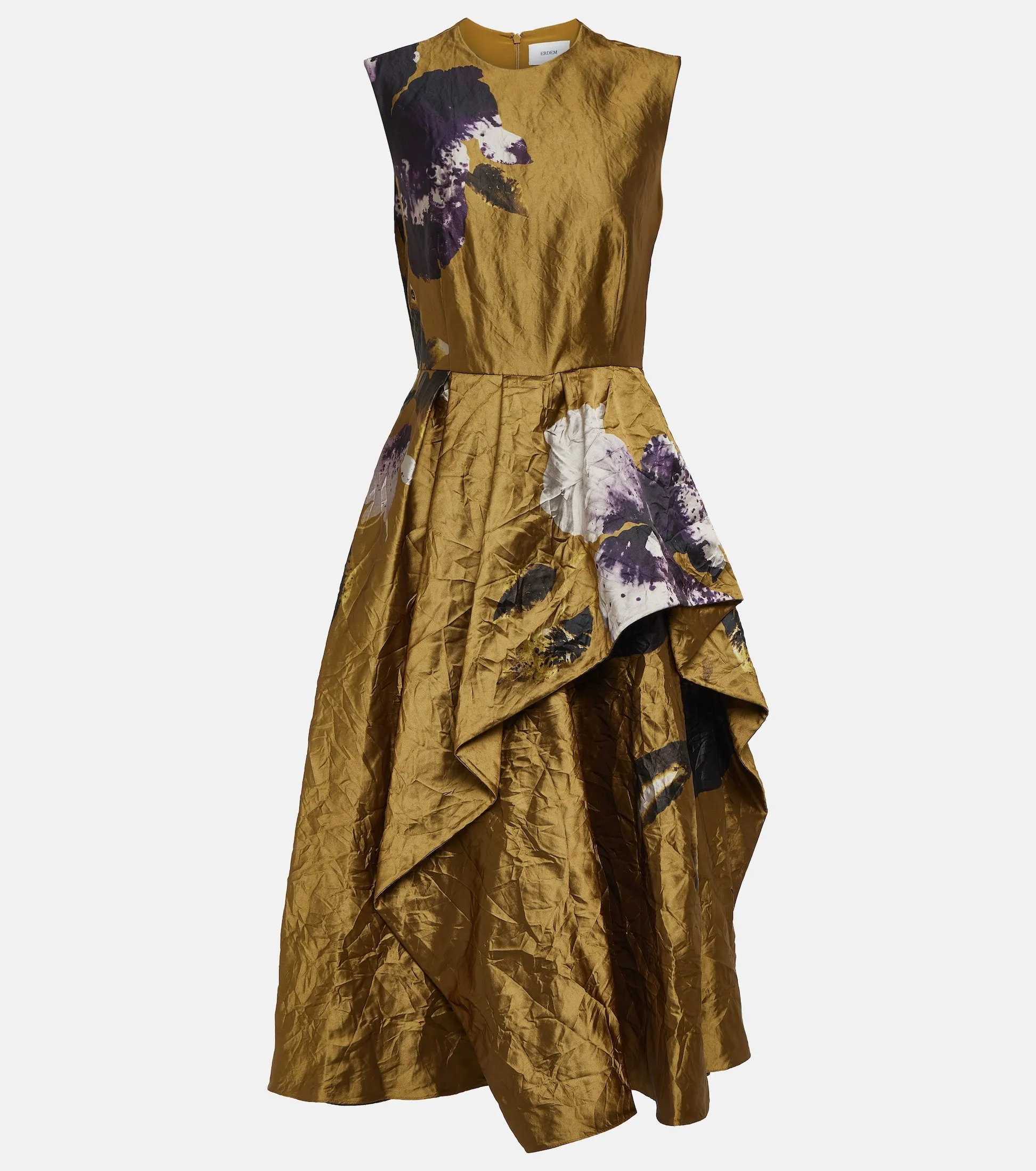 Gold floral midi dress