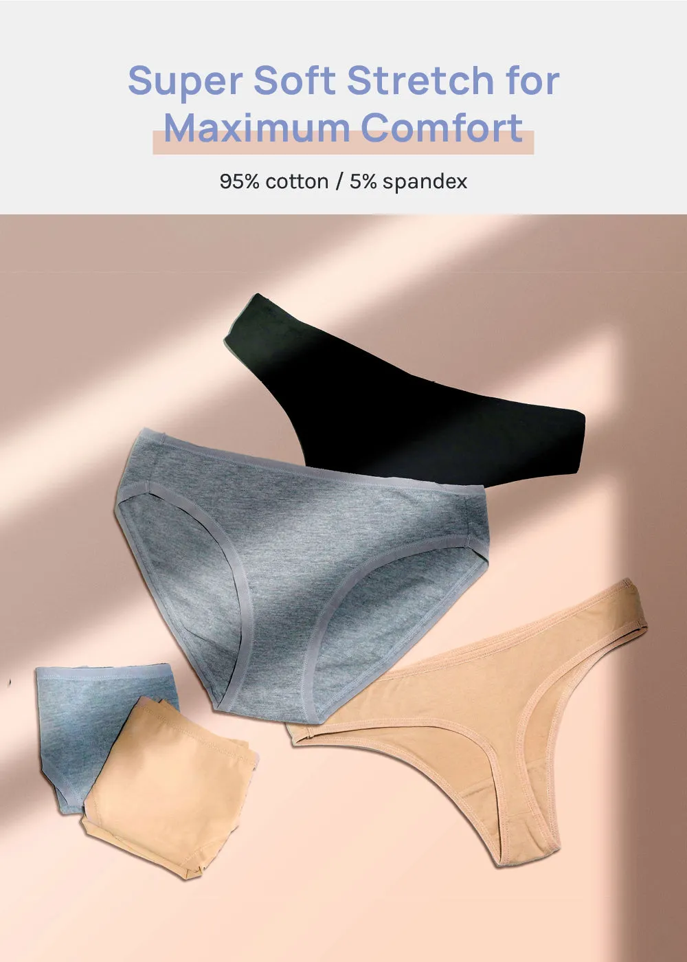 Her. Cotton Stretch Bikinis - Neutral 6-Pack
