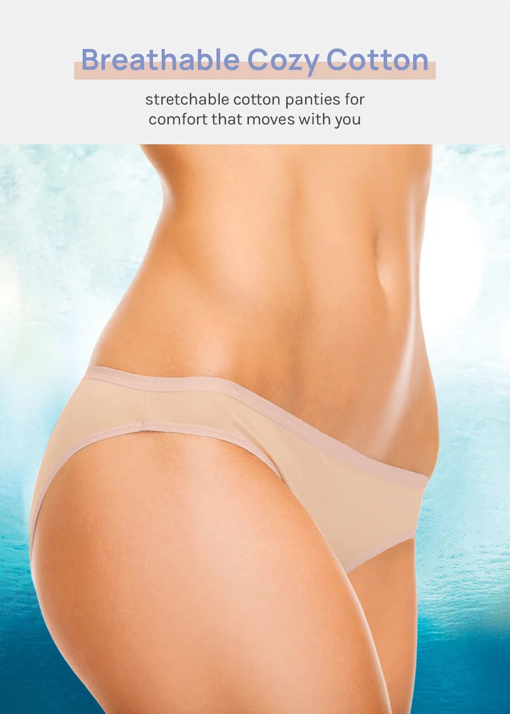 Her. Cotton Stretch Bikinis - Neutral 6-Pack