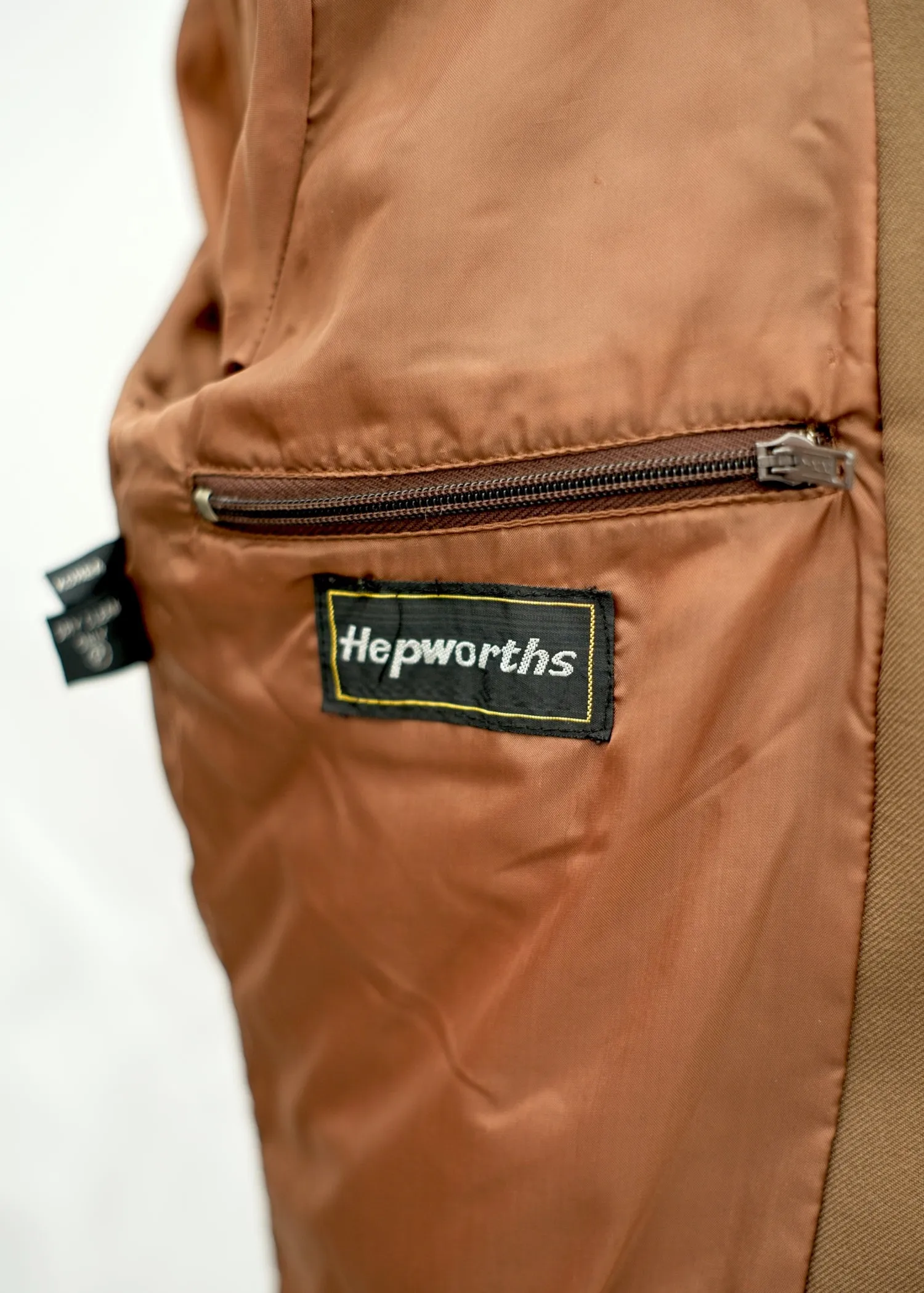 Men's Vintage Brown Zipped Sports Jacket with Piping • 38" - 40"