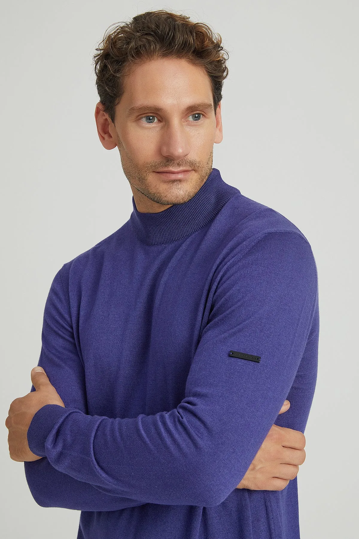 Purple Silk and Cashmere Utku Men's Knitwear