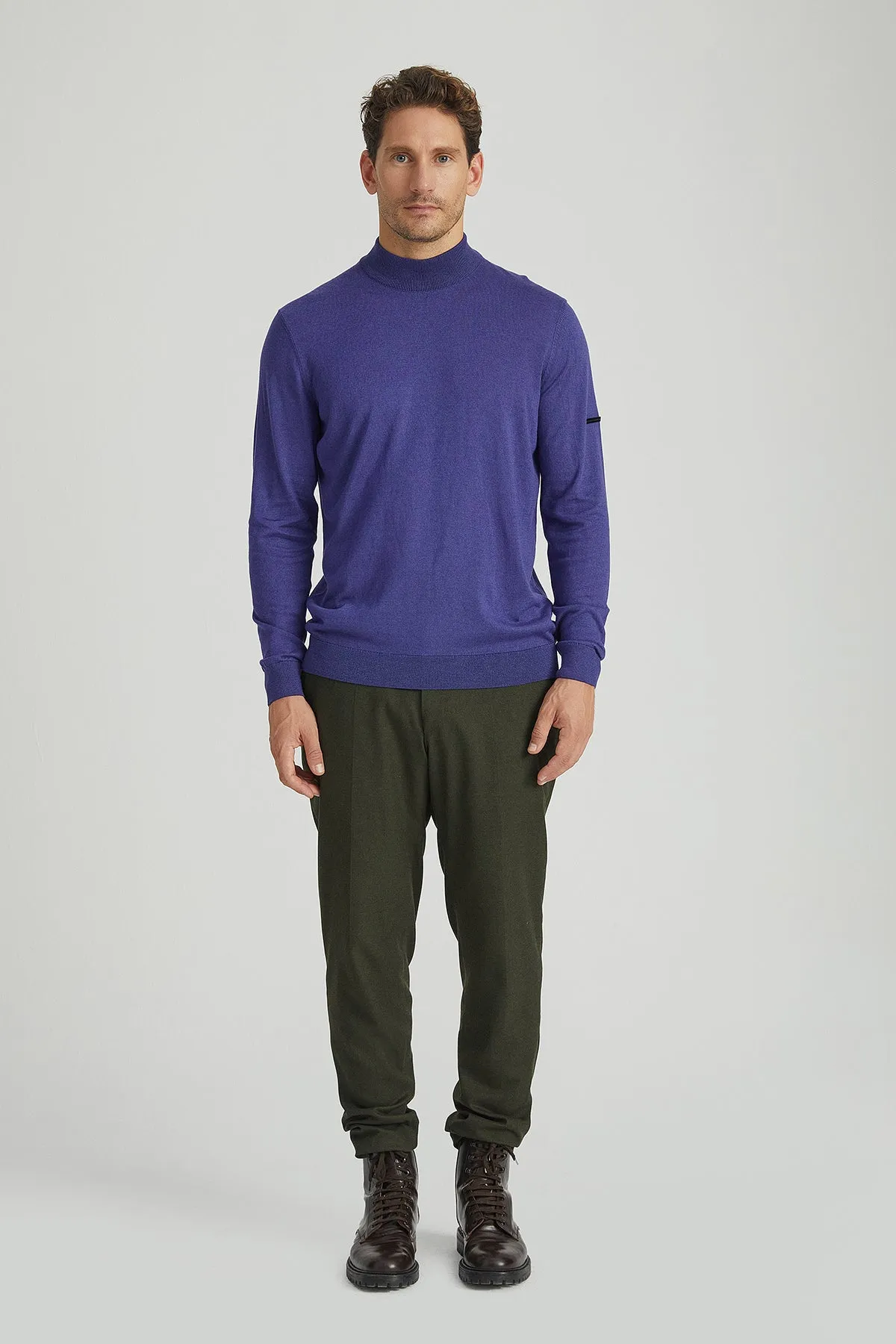 Purple Silk and Cashmere Utku Men's Knitwear