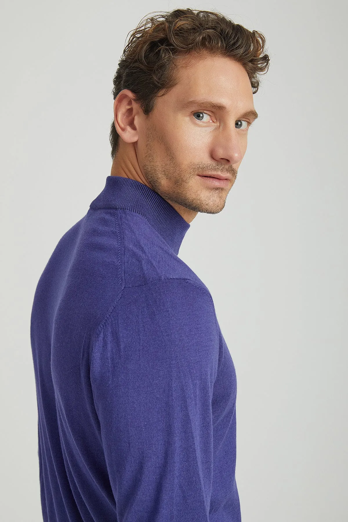 Purple Silk and Cashmere Utku Men's Knitwear