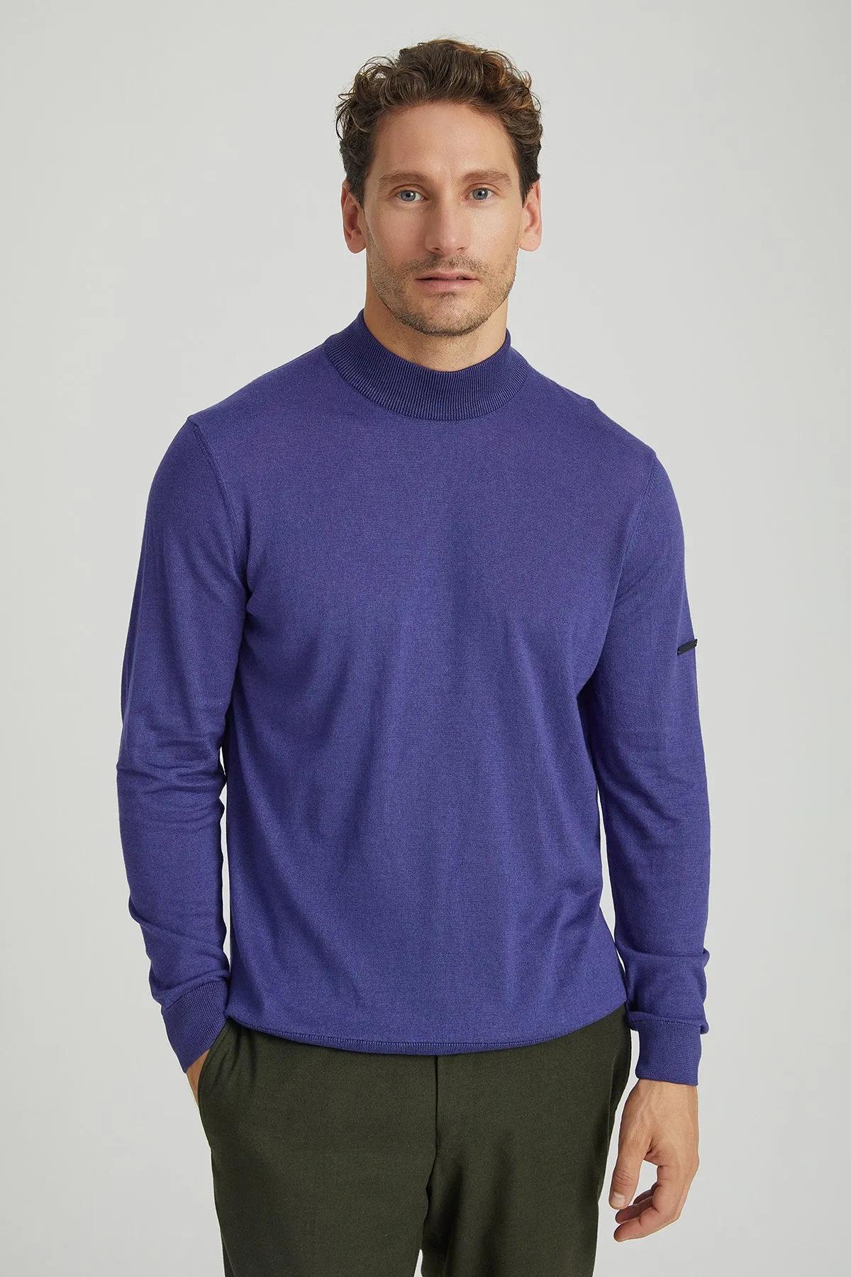Purple Silk and Cashmere Utku Men's Knitwear