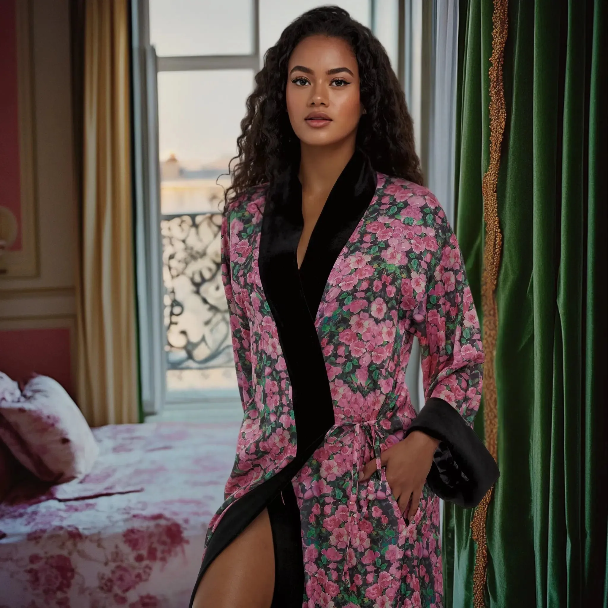 Rosette Noir Elegant Robe