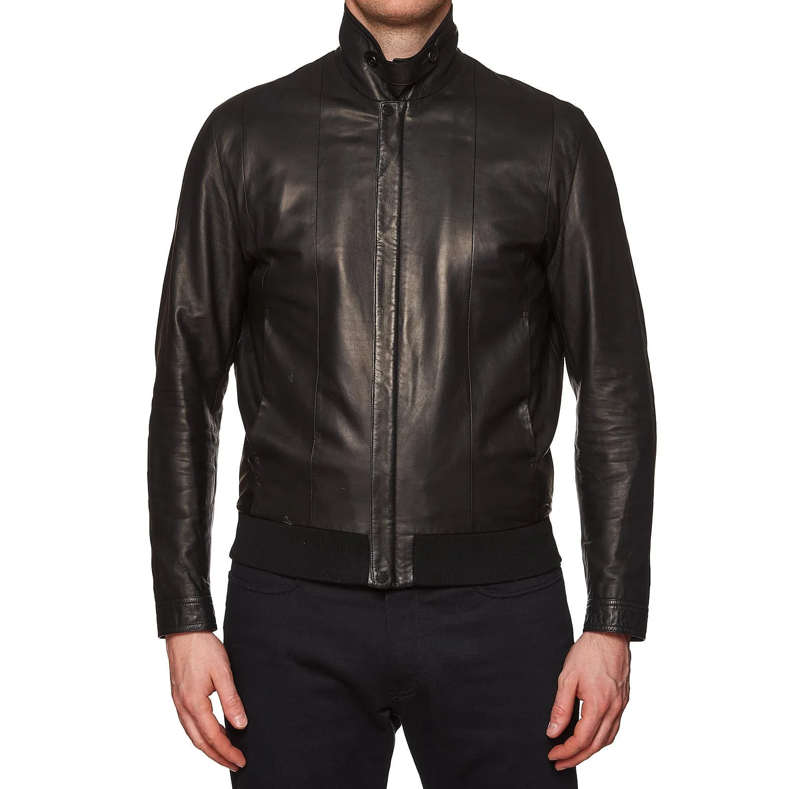 SERAPHIN Black Lamb Leather Fully Lined Bomber Jacket FR 50 US M