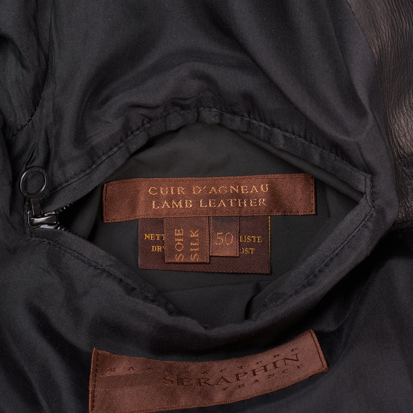 SERAPHIN Black Lamb Leather Fully Lined Bomber Jacket FR 50 US M