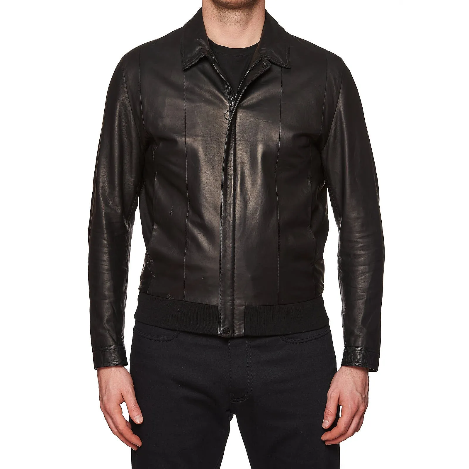 SERAPHIN Black Lamb Leather Fully Lined Bomber Jacket FR 50 US M