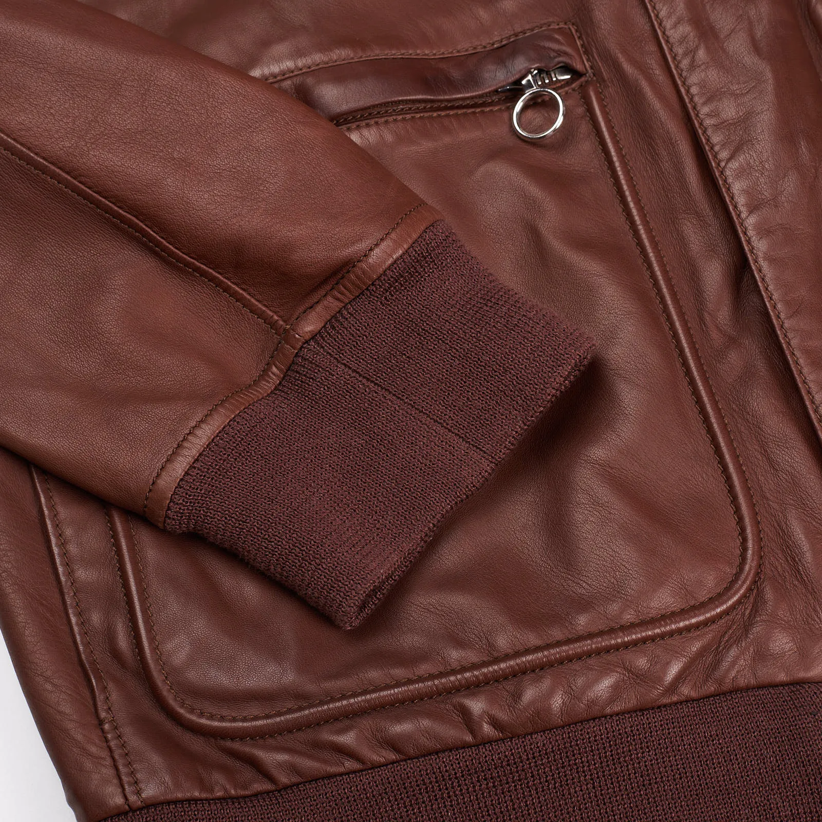 SERAPHIN Brown Lamb Leather Unlined Hooded Bomber Jacket FR 50 US M