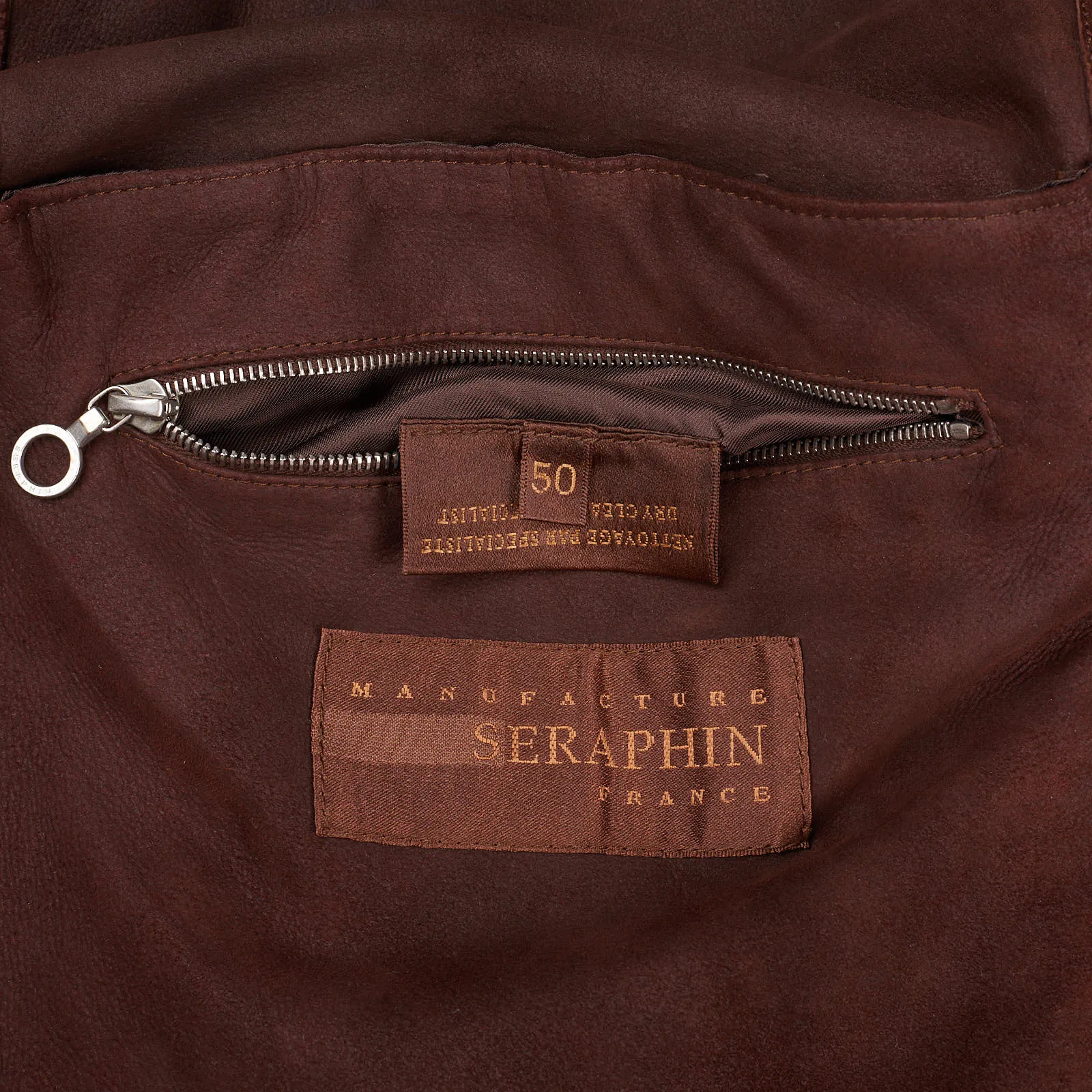 SERAPHIN Brown Lamb Leather Unlined Hooded Bomber Jacket FR 50 US M