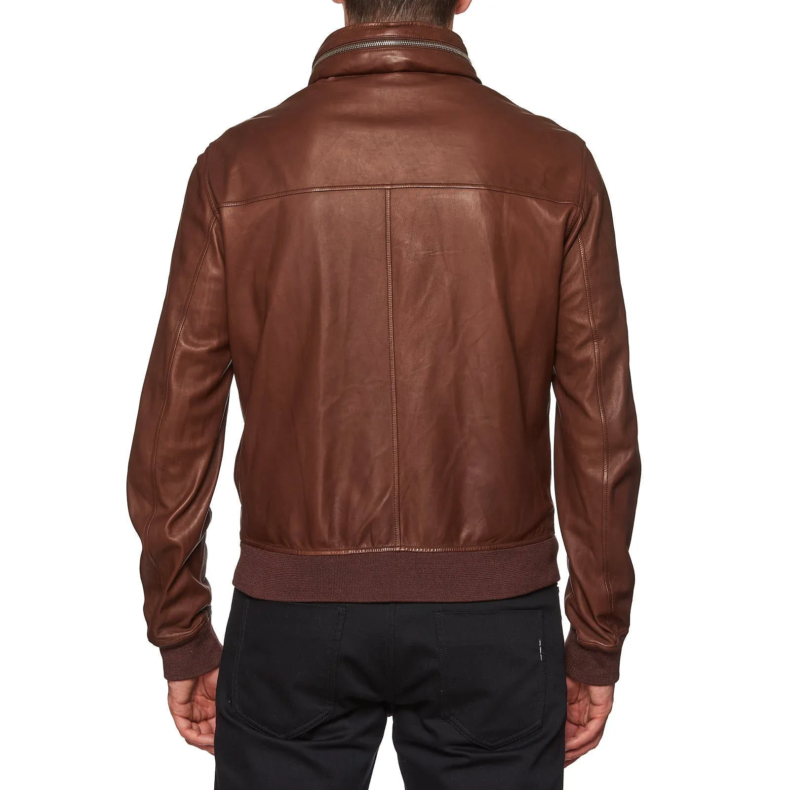 SERAPHIN Brown Lamb Leather Unlined Hooded Bomber Jacket FR 50 US M