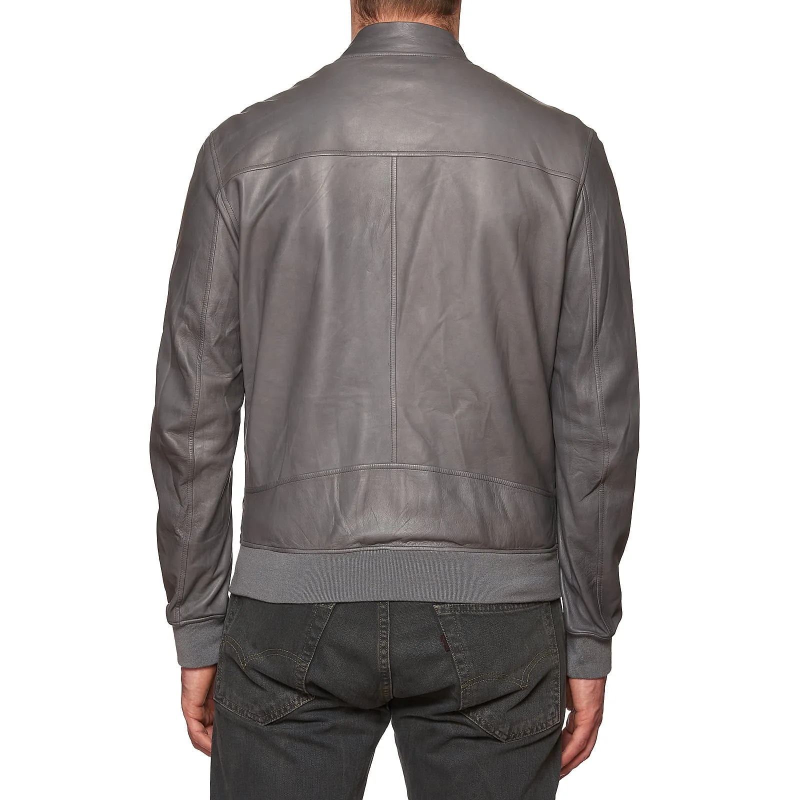 SERAPHIN Gray Lamb Leather Unlined Bomber Jacket FR 50 US M