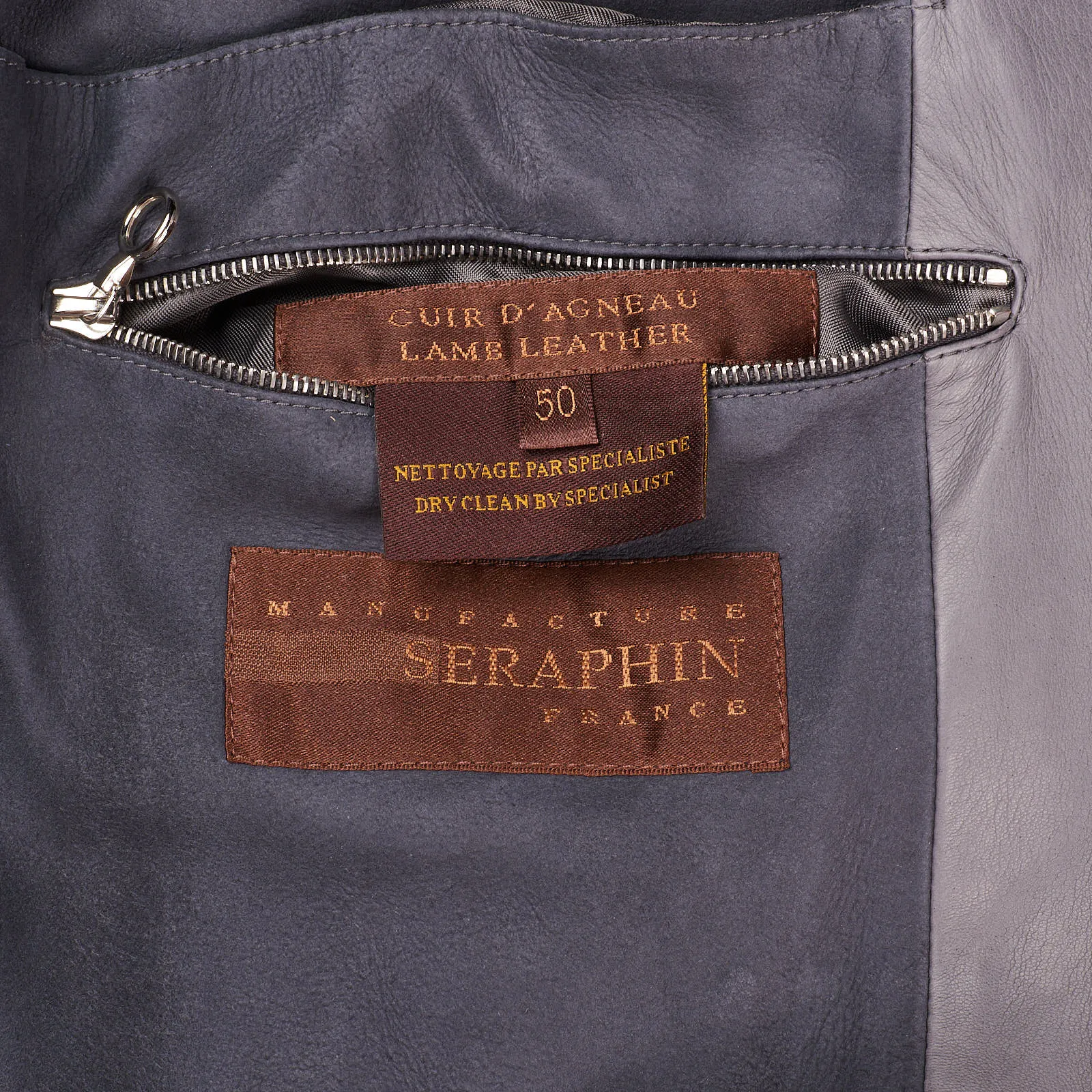 SERAPHIN Gray Lamb Leather Unlined Bomber Jacket FR 50 US M