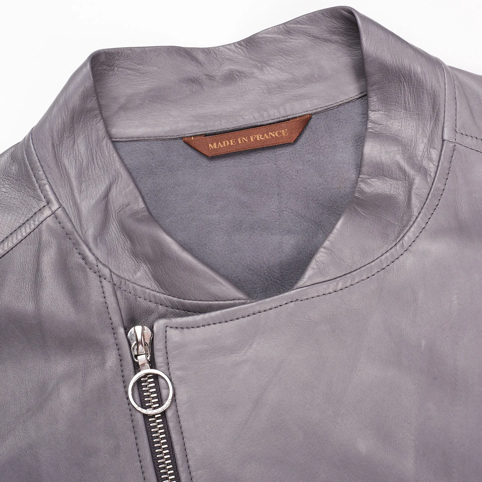 SERAPHIN Gray Lamb Leather Unlined Bomber Jacket FR 50 US M