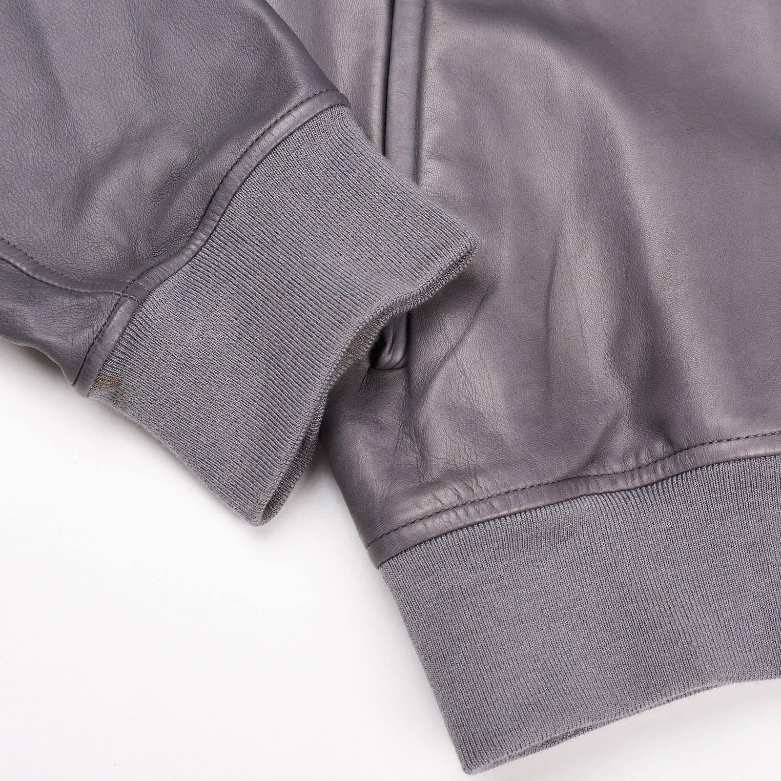SERAPHIN Gray Lamb Leather Unlined Bomber Jacket FR 50 US M