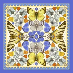 The British Butterfly Silk Scarf - Lemon | 65x65cm