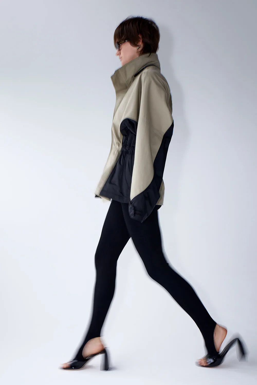 Yaka Jacket Beige-Black Waterproof Cotton And Nylon